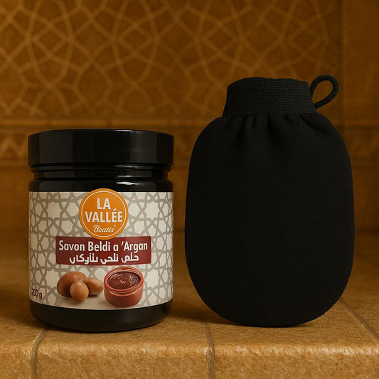 Coffret Hammam Marocain au Savon Noir à l’Argan – Hydratation & Éclat Naturel