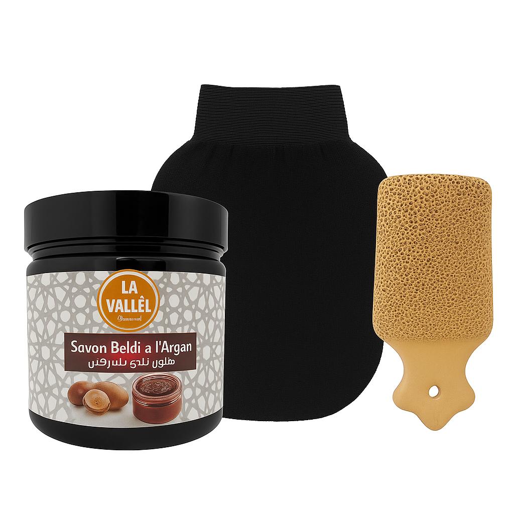 Coffret Hammam Marocain au Savon Noir à l’Argan – Hydratation & Éclat Naturel