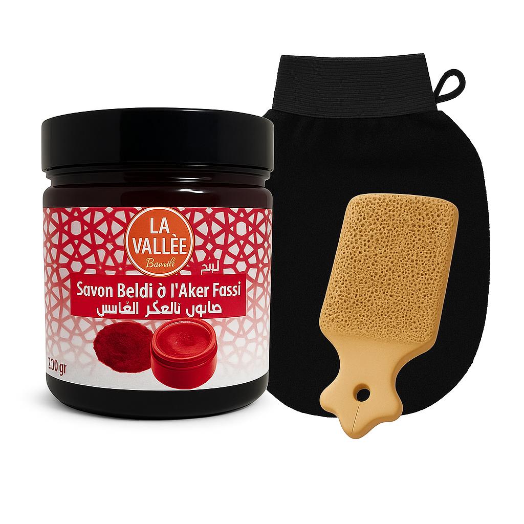 Coffret Hammam Marocain au Savon Noir à l’Aker Fassi – Éclat & Douceur Naturelle