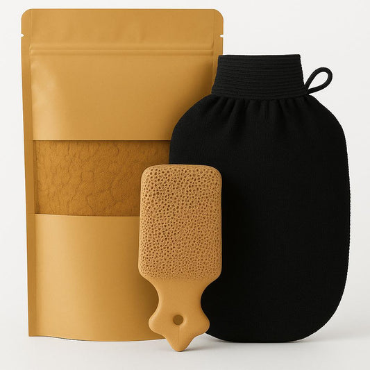 Pack Hammam Marocain Tabrima – Poudre 100g + Gant Kessa + Pierre Ponce en Argile